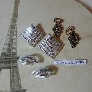 SARAH COVENTRY VINTAGE CLIP EARRINGS - 3 PAIRS